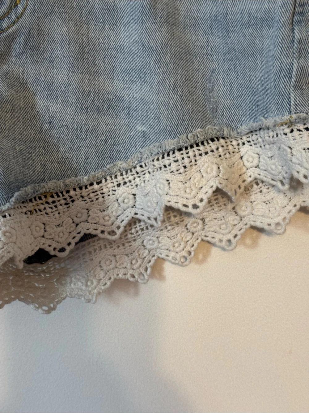 Free People Light Blue Denim Lace Trim Women’s Shorts